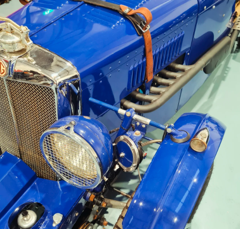 Vintage blue car restoration